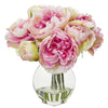 Nearly Natural Peony Artificial Arrangement in Vase