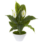 Nearly Natural 9415 27" Artificial Green Spathifyllum Plant in White Vase