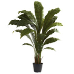 Nearly Natural 6739 3.5' Artificial Green Birdsnest Plant in Black Pot