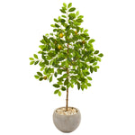 Nearly Natural 9616 54" Artificial Green Lemon Tree in Sand Colored Planter