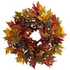 Nearly Natural 4810 24" Artificial Maple & Berry Wreath, Multicolor