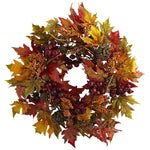 Nearly Natural 4810 24" Artificial Maple & Berry Wreath, Multicolor