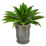 Nearly Natural P1426 26” Agave Succulent Artificial Plant in Vintage Metal Planters