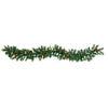 Nearly Natural 6` Mixed Pine and Pinecone Artificial Garland with 35 Clear LED Lights