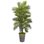 Nearly Natural P1038 50" Artificial Green Areca Palm Plant in Tin Planter