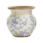 Nearly Natural 0716-MD-S1  7" Tuscan Ceramic Blue Scroll Urn Vases