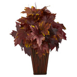 Nearly Natural 19`` Autumn Maple Leaf Artificial Plant in Decorative Planter