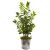 Nearly Natural 9568 39" Artificial Green Zamioculcas Plant in Vintage Metal Bucket