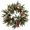 Nearly Natural 4941 22" Artificial Green & Red Holly Berry Wreath