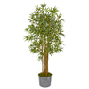 Nearly Natural 9852 5' Artificial Green Bamboo Tree in Tin Planter