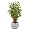 Nearly Natural T1062 55" Artificial Green Bamboo Tree in White Planter