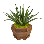 Nearly Natural 8975 17" Artificial Green Aloe Plant in Decorative Planter