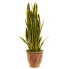 Nearly Natural 9099 3' Artificial Green Sansevieria Plant in Terra Cotta Planter