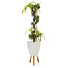 Nearly Natural 9990 55" Artificial Green Tillandsia Plant in White Planter with Stand
