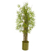 Nearly Natural 9820 53" Artificial Green Bamboo Grass Plant in Green Metal Planter