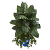 Nearly Natural 8229 4.5' Artificial Green Spathifyllum & Bougainvillea Plant in Blue Planter