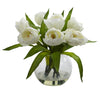 Nearly Natural Artificial Tulips Arrangement w/Vase
