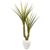 Nearly Natural 9631 68" Artificial Green Yucca Plant in White Planter