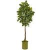 Nearly Natural 9572 69" Artificial Green Beech Leaf Tree in Metal Planter