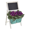 Nearly Natural 8386 26" Artificial Green & Purple Gloxinia Plant in Farmhouse Stand & Chalkboard