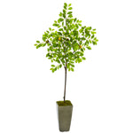 Nearly Natural 9612 6' Artificial Green Lemon Tree in Olive Green Planter