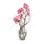 Nearly Natural 24`` Cherry Blossom Artificial Arrangement in Glass Vase