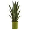 Nearly Natural 9192 39" Artificial Green Sansevieria Plant in Metal Planter