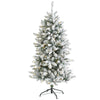 Nearly Natural 5`Flocked Livingston Fir Artificial Christmas Tree with Pine Cones and 200 Clear Warm LED Lights