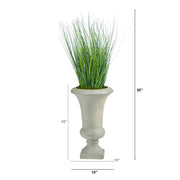 Nearly Natural P1559 30” Onion Grass Artificial Plant in Sand Colored Urn