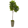 Nearly Natural T1145 65" Artificial Green Real Touch Fiddle Leaf Tree in Green Planter 