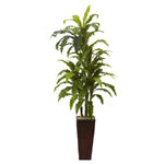 Nearly Natural 6748 55" Artificial Green Margarintum Plant with Bamboo Planter