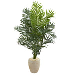 Nearly Natural 5641 5.5' Artificial Green Paradise Palm Tree in Sand Colored Planter