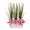 Nearly Natural 1567 23" Artificial Green & Pink Grass & Lily Arrangement in Ceramic Vase 