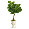 Nearly Natural T2570 3` Fiddle Leaf Fig Artificial Tree in White Urn