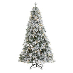 Nearly Natural 5` Flocked Vermont Mixed Pine Artificial Christmas Tree with 150 Clear LED Lights