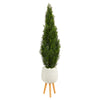 Nearly Natural T2471 5` Cedar Artificial Tree in White Planter with Stand