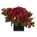 Nearly Natural 1568 Hydrangea Artificial Arrangement in Black Vase