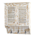Nearly Natural 7049 32" White Washed Wall Cabinet with Hooks