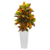 Nearly Natural 9463 51" Artificial Real Touch Croton Plant in White Tower Planter, Multicolor