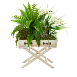 Nearly Natural 1734 25" Phalaenopsis Orchid, Fern & Mixed Greens Artificial Arrangement in Drawer Planter