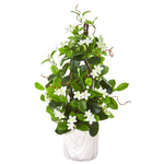 Nearly Natural 9597 23" Artificial Green Stephanotis Climbing Plant in Marble Vase