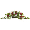 Nearly Natural 39``Poinsettia and Variegated Holly Artificial Plant in Decorative Planter (Real Touch)