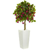 Nearly Natural 5899 4' Artificial Green Fuschia Tree in White Tower Planter