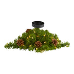 Nearly Natural 16`` Christmas Pine Candelabrum with 35 Lights and Pine Cones