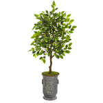 Nearly Natural 9948 41" Artificial Green Ficus Tree in Vintage Metal Planter