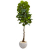 Nearly Natural 9728 65" Artificial Green Real Touch Fiddle Leaf Tree in Sand Colored Planter 