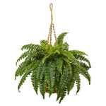 Nearly Natural 6930 33" Artificial Green Boston Fern in Hanging Basket