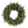 Nearly Natural 24`` Snowed Pinecone Artificial Christmas Wreath with 35 Clear LED Lights