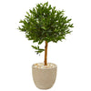 Nearly Natural 9314 40" Artificial Green Olive Topiary Tree in Sand Stone Planter, UV Resistant (Indoor/Outdoor)