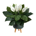 Nearly Natural P1598 2.5’ Spathiphyllum Artificial Plant in Black Planter with Stand
